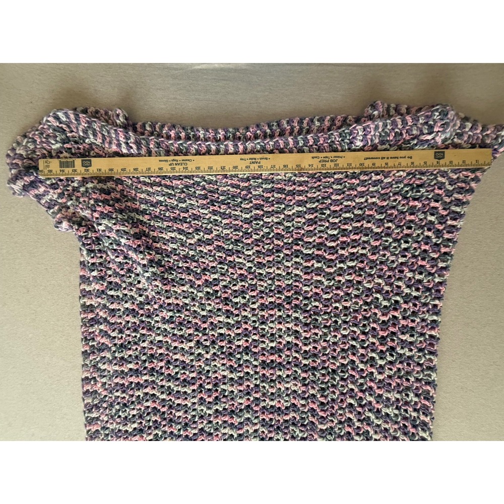 Handmade Crochet Poncho Top Pink Purple Grey Multi Color Boho Knit Oversized